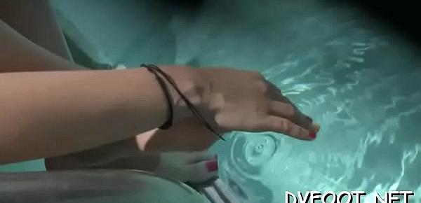 Babe enjoys foot fetish grinding 10-pounder and balls with feet